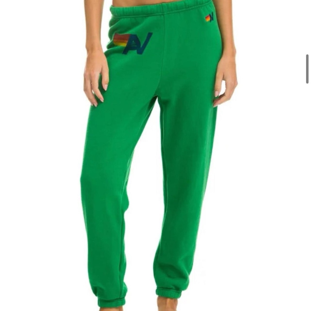 Aviator Nation Green Sweatpants with Logo NWT